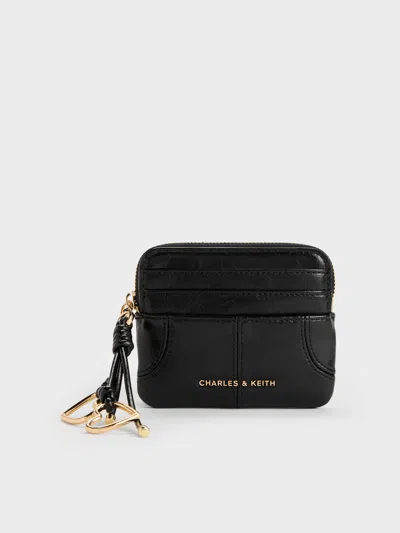 Charles & Keith - Ciara Top-zip Card Holder In Black