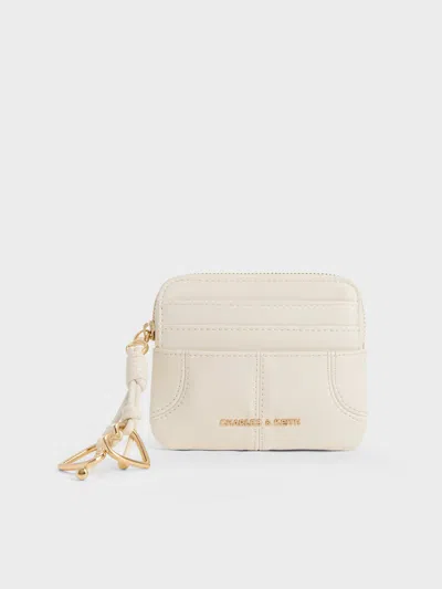 Charles & Keith - Ciara Top-zip Card Holder In White