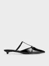 Charles & Keith - Clara T-bar Pointed-toe Mules In Black Box
