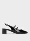 Charles & Keith Double-strap Slingback Mary Jane Pumps In Black Box