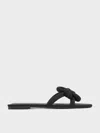 Charles & Keith - Clover-knot Slide Sandals In Black Textured