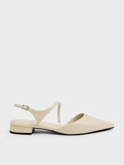 Charles & Keith - Cordelia Pointed Slingback Flats In Gray