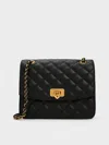 Charles & Keith Cressida Quilted Chain Strap Bag In Black