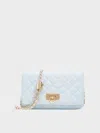 Charles & Keith - Cressida Quilted Push-lock Clutch In Sea Salt Blue