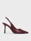 Charles & Keith - Croc-effect Pointed-toe Slingback Pumps