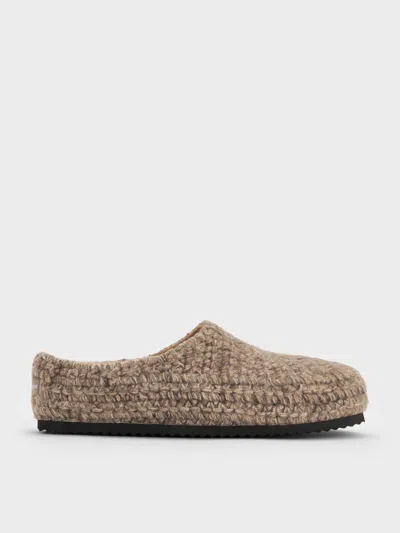 Charles & Keith - Crochet Flat Mules In Brown