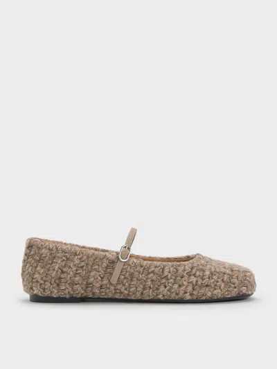 Charles & Keith - Crochet Mary Jane Flats In Brown