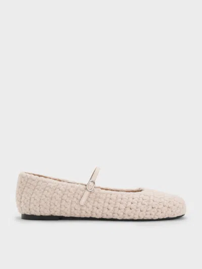 Charles & Keith - Crochet Mary Jane Flats In Pink