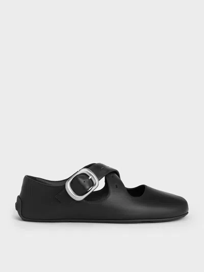 Charles & Keith - Crossover-strap Mary Janes In Black