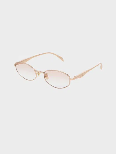 Charles & Keith - Crystal-accent Oval Sunglasses In Gold