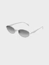 Charles & Keith - Crystal-accent Oval Sunglasses In Silver