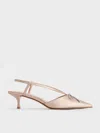 Charles & Keith - Crystal-bow Kitten-heel Slingback Pumps