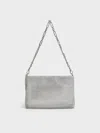 Charles & Keith - Crystal-embellished Chain-handle Shoulder Bag In Silver