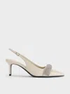 Charles & Keith - Crystal-embellished Pointed-toe Slingback Pumps