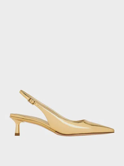 Charles & Keith - Curtis Metallic Pointed-toe Kitten-heel Slingback Pumps In Gold