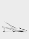 Charles & Keith Metallic Pointed-toe Slingback Pumps In Silver