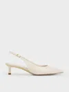 Charles & Keith Pointed-toe Slingback Pumps In Chalk