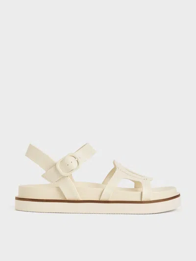Charles & Keith - Cut-out Buckled Sandals In Chalk