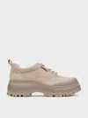 Charles & Keith - Darra Faux Suede Ridged-sole Platform Sneakers In Sand