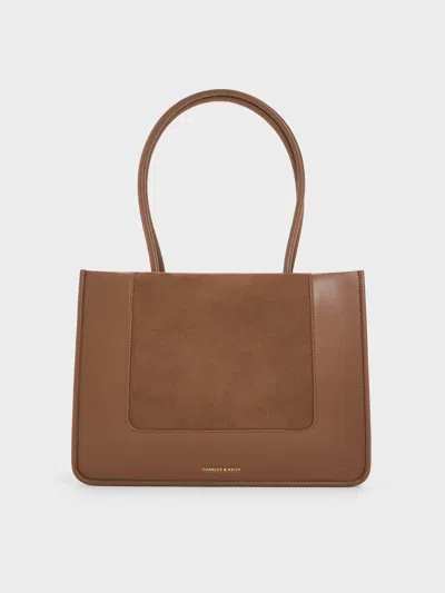 Charles & Keith - Daylla Recycled Suede Tote Bag In Brown