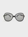 Charles & Keith - Delaney Recycled Acetate Chain-link Butterfly Sunglasses In Black