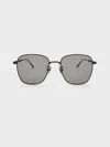 Charles & Keith - Delta Metallic-rim Square Sunglasses In Black