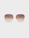 Charles & Keith - Delta Metallic-rim Square Sunglasses In Gold