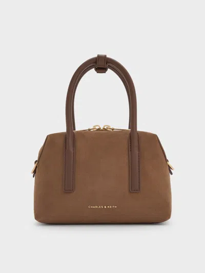 Charles & Keith - Deyna Recycled Suede Bowling Bag In Brown