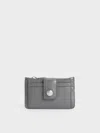 Charles & Keith - Donna Crinkle-effect Panelled Card Holder In Grey