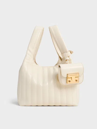 Charles & Keith - Donna Crinkle-effect Tote Bag In Neutral