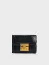 Charles & Keith - Donna Crinkle-effect Wallet In Black
