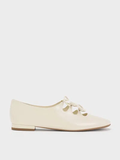 Charles & Keith - Dorri Patent Triple-bow Ballet Flats In Gold