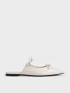 Charles & Keith - Double-bow Pointed-toe Mules In White