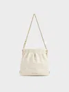Charles & Keith Duo Chain-handle Two-way Backpack In Cream