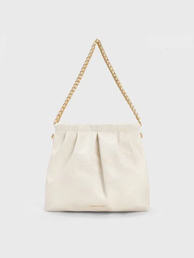 Charles & Keith Duo Double Chain Hobo Bag In Cream