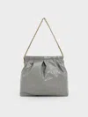 Charles & Keith - Duo Double Chain Hobo Bag In Grey