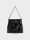 Charles & Keith Duo Double Chain Hobo Bag In Noir