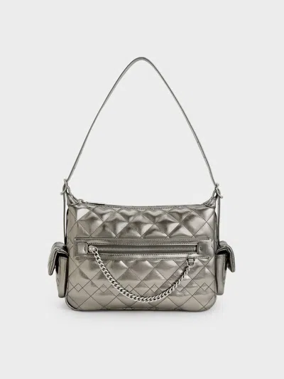 Charles & Keith - Duo Metallic Quilted Shoulder Bag