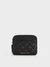 Charles & Keith - Duo Quilted Card Holder In Black