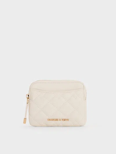 Charles & Keith - Duo Quilted Card Holder In White