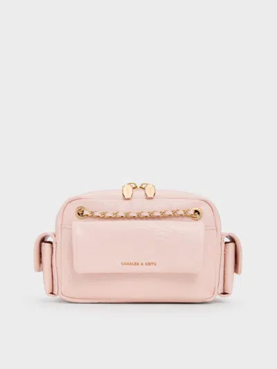 Charles & Keith - Duo Quilted Crossbody Bag In Pink