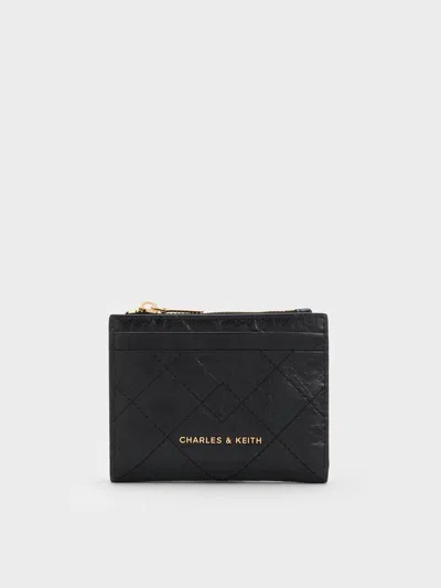 Charles & Keith - Duo Quilted Small Wallet In Black