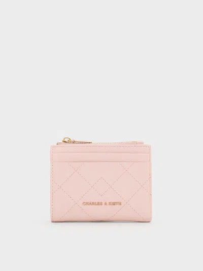 Charles & Keith - Duo Quilted Small Wallet In Pink