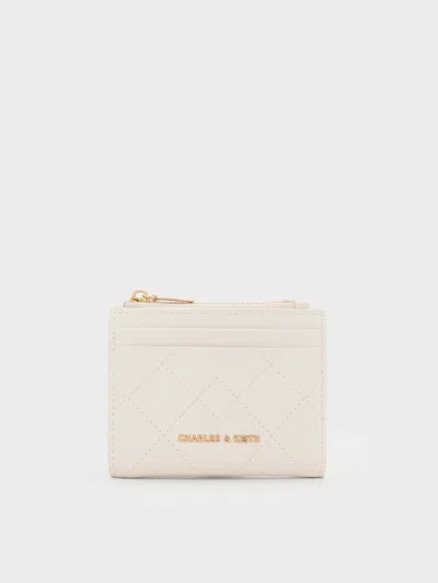 Charles & Keith - Duo Quilted Small Wallet In White