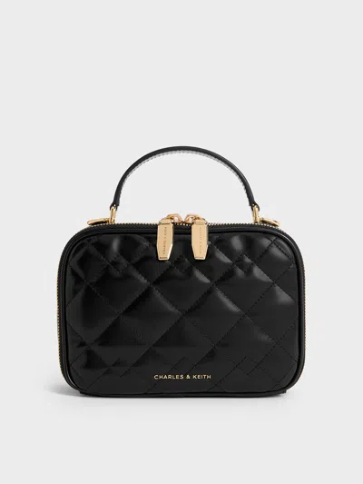 Charles & Keith - Duo Quilted Vanity Bag In Black