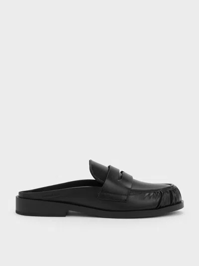 Charles & Keith - Dylan Penny Loafer Mules In Black