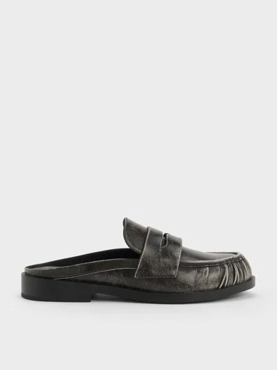 Charles & Keith - Dylan Penny Loafer Mules In Gray