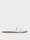 Charles & Keith - Easley Croc-effect Cut-out Slide Sandals In Animal Print White