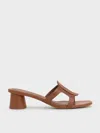 Charles & Keith - Easley Cut-out Heeled Sandals In Caramel