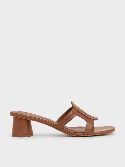 Charles & Keith - Easley Cut-out Heeled Sandals In Caramel